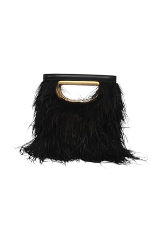 Pinko Square Mini Feathers, Borsa Donna, Z99Q_Nero-Antique Gold, Taglia Unica