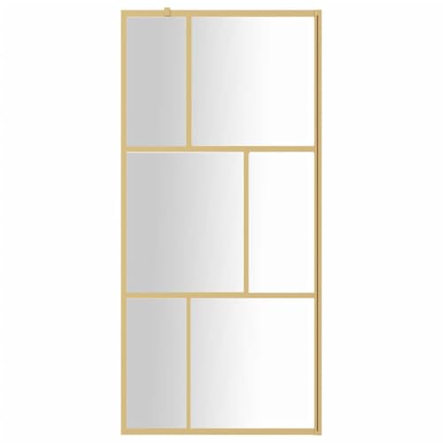 Mampara puerta de ducha de cristal templado ESG Brokky con perfil dorado lujo 4