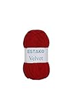 Estako Velvet Chenille Blanket amigurumi Yarn for Crocheting and Knitting Super Bulky 100 gr (132 yds) (1510 - Red)