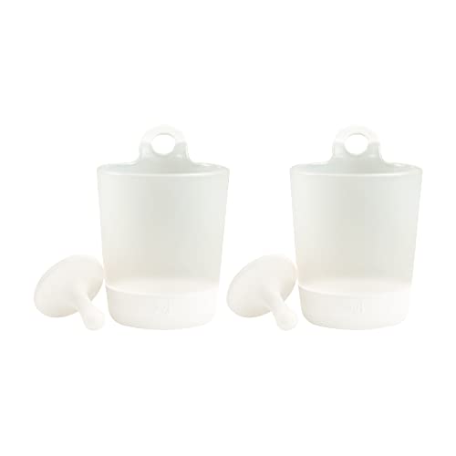 Image of Puj Phillip Cups for Kids - Hangable Training Cups - Rinse Reusable Plastic Cups with Grippy Hooks - Dishwasher Safe - Set of 2 (Marshmallow)