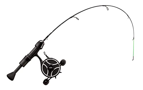 13 FISHING - The Snitch Pro/Freefall Ghost - Inline Ice Fishing Combo - 23' with Flex-Core Quick Action Tip - Left Hand Retrieve - SNPFF-23-LH Black
