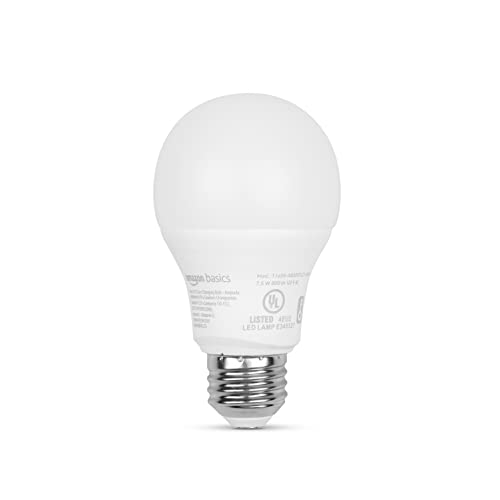 Amazon Basics Smart A19 LED Light Bulb, Color Changing, 60W Equivalent, 800LM, Works with Alexa Only, 2.4 GHz Wi-Fi, No Hub Required, 1-Pack