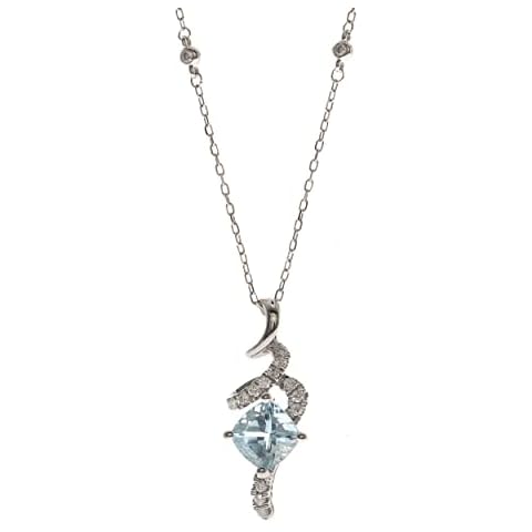 Gin & Grace 14K White Gold Genuine Aquamarine Pendant with Diamonds for women,Ethically, Metal, Aquamarine Cover