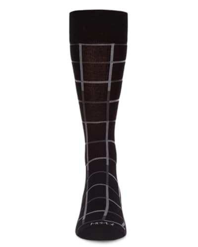 MeMoi Men's Classic Windowpane Rayon Dress Crew Socks2