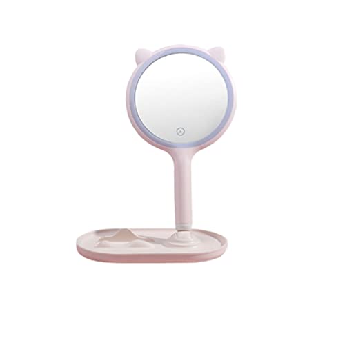 GaRcan Lightweight Vanity Mirror, Vanity Mirror with Hand/Bracket, for Makeup, Tweezers and Blackhead/Blemish Removal(Pink) (Pink)