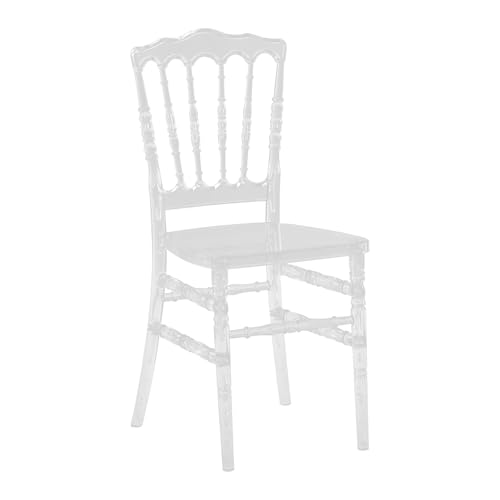 Luxury Clear Napoleon Chair - Acrylic Ghost Dining Chair Transparent Crystal Chair Stackable for Wedding Banquet Party Events, Single Lucite Chair for Home & Commercial Use (Napoleon Chair 1PC)
