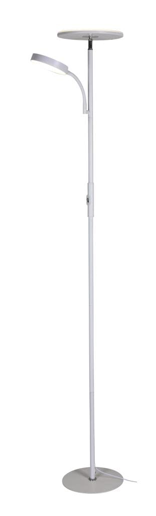 BEL AIR HOME - Lámpara de Pie de Salón Led 15W+10W Con Dimmer, Lagos 4000K Blanco, Diseño Moderno en Metal, Protección Ocular y Altura de 174cm, Ideal Iluminación de Ambientes y Lectura (BLANCO)