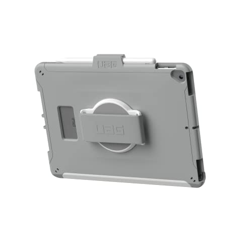 URBAN ARMOR GEAR UAG Designed for iPad 10.2" Case 9th/8th Gen 2020-2021 w/Hand Strap Scout White/Grey, Rugged MIL-STD Protective Cover w/Apple Pencil Holder Compatible w/Smart Cover/Keyboard