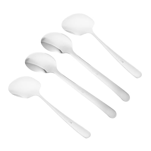 Garneck 4-piece Stainless Steel Serving Spoon Set Rice Ladles Soup Scoops Non-stick Dishwasher Safe Ergonomic Handle for Occasions