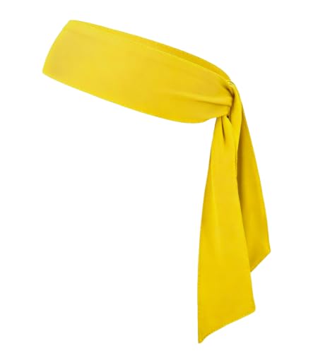 Sport Tie Headbands Tennis Head Tie for Men Women Sports Fans Ninja Soccer Basketball Teams Head Ties Halloween (Yellow)