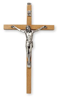 Crucifijo de pared en madera de haya con cuerpo de Cristo tallado a mano para hogar 2