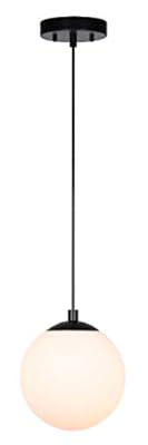 XiNBEi Lighting Pendant Lighting 1 Light Globe Pendant Light, Modern Adjustable Kitchen Hanging Ceiling Light Matte Black Finish XB-P1211-MBK