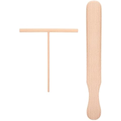 Hemoton 2pcs Crepe Spreader Spatula Set Crepe Pan Maker Beechwood Construction Cover