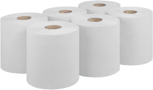 REQUISITE NEEDS CENTREFEED Rolls 2 PLY Paper Towels Hand Towel Tissue Premium Quality Wall Mounted Lockable Rolls 100m (Pack of 6, White)