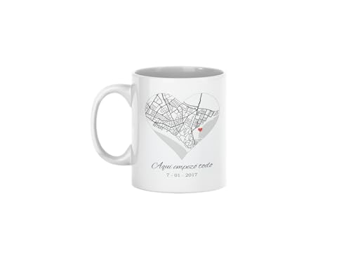 C&P Taza mapa del amor donde empezo todo, personalizada con tu