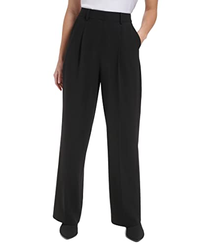 Calvin Klein Womens Wide Leg High Waist Dress Pants Black 14