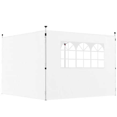 Outsunny Parois latérales pour tonnelle 3 x 3 m Panneaux pour pavillon avec fenêtre Lot de 2 Tissu Oxford 210D Blanc