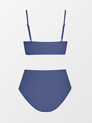 Image of CUPSHE Women's Bikini Sets Two Piece Swimsuit High Waisted V Neck Twist Front Adjustable Spaghetti Straps Bathing Suit
