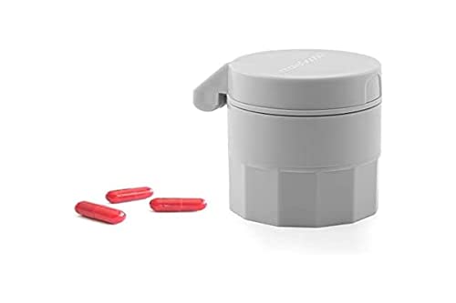 InnovaGoods® Pastillero con Cortador y Triturador 5 en 1, Compacto y Ligero, Almacenaje de Pastillas, Compartimento Doble, Mini Recipiente Contenedor Polvo Pastillas Trituradas, Mini Vaso para Agua.