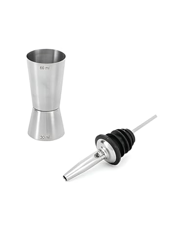 Image of Birdbrid Peg Measure with Pourer, Stainless Steel 30ml Liquor Peg Measurer with Bottle Pour Spout, Bar Tool for Spirits, Whiskey, Vodka, Alcohol, Leak-Proof, Easy Pouring (Jigger Pourer)