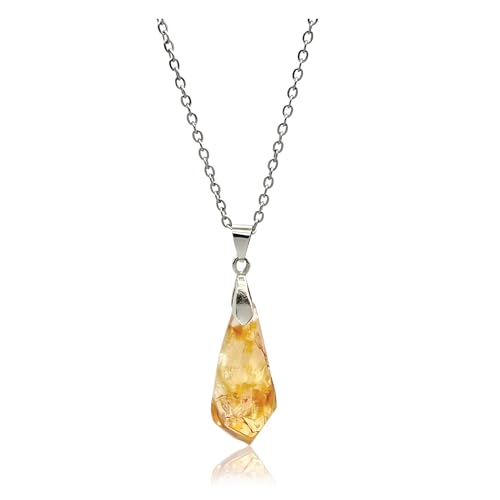 arana's® - Colgante citrino piedra genuina natural 100% con cadena acero inoxidable - Cristales y piedras semipreciosas energéticas para mujer y hombre - Amuleto buena suerte (Citrino)