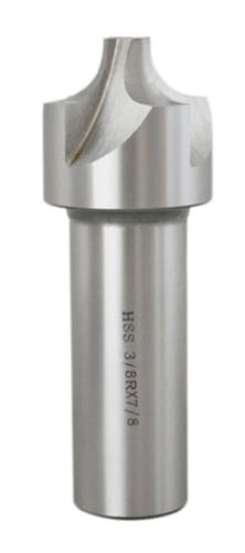 Image of Accusize''dustrial Tools 3 /8'', H.S.S. Corner Rounding End Mills, 7 /8'', Shank Dia, 1-1 /4'' Cutter Dia, 3-3 /4'' Overall Length, 1011-0578 | H.S.S. Corner Rounding End Mills, 1-1 /4 inch Cutter Dia, 3-3 /4 inch Overall Length