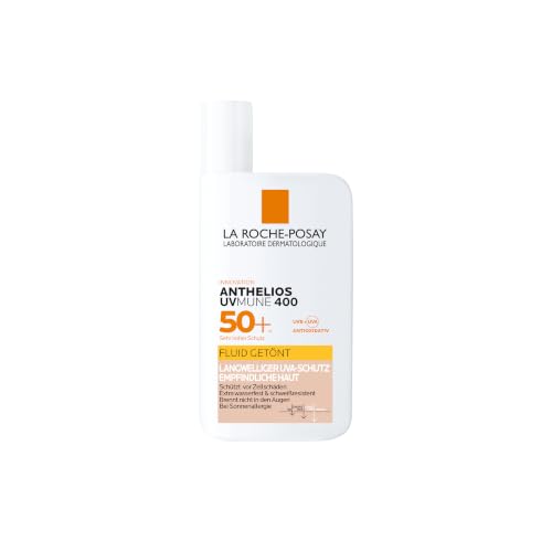La Roche Posay Anthelios Invisible Fluid Getönt UVMune 400 mit LSF50+ Sonnenfluid für empfindliche zu Sonnenallergie neigende Haut Mit Mexoryl und Netlock-Technologie 50 ml