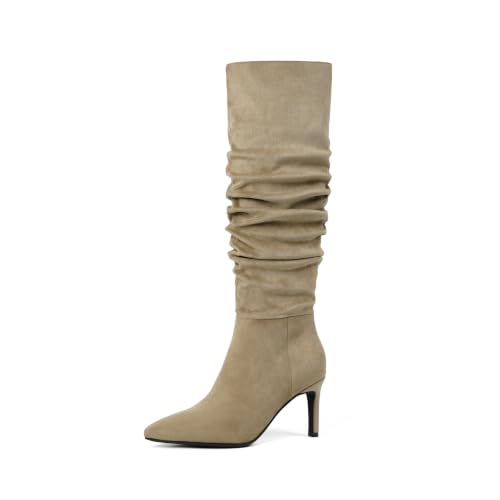 Image of Easyfox Knee High Boots Women Pointed Toe Stiletto Heel Tall Boots