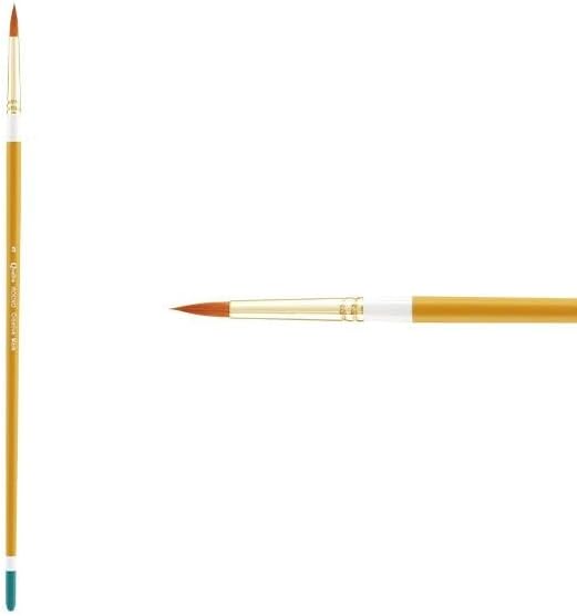 Creative Mark Qualita Golden Taklon Long Handle Paint Brush for Acrylics, Oils, Fine Art, Heavy Bodied Media - Single Brush - [Round - Size 3]