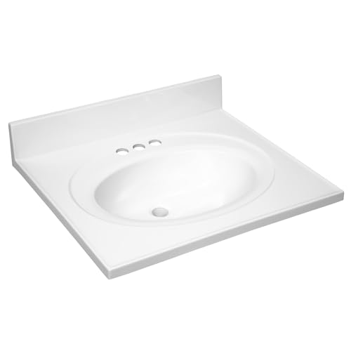 Image of 25 Inch Cultured Marble Vanity Top with Backsplash, Improved Package, White - Design House, 586222