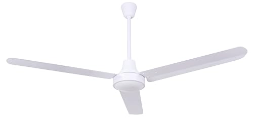 56" White Industrial Ceiling Fan – High-Performance DC Motor for Gyms, Schools, Studios, and Large Spaces – Quiet & Energy-Efficient – Wall Control Included by Canarm - Used condition - US$45.22