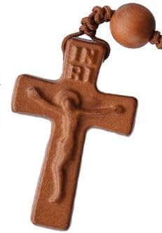 Sine Cera Light Jujube Wood 5 Decade Catholic Rosary, Double-sided Laser Engraved Centerpiece, Smooth 8/10mm Beads - Image 2