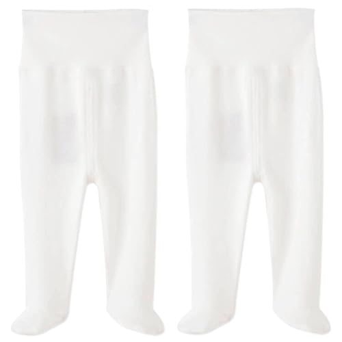 HahaNice Pantalones para bebé con pies, ropa para recién nacido, 12 meses, paquete de 2, Gream White, 0-3 Meses