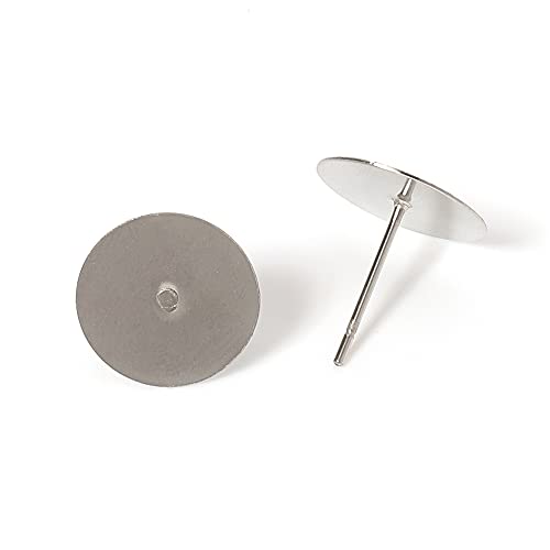 MURUI - QA 100pcs 316L Boucle d'oreilles en acier inoxydable Épingles de boucles d'oreilles 3-12mm plateau plateau plat de base de bijoux de bijoux pour la fabrication de boucles d'oreilles bricolage YC820