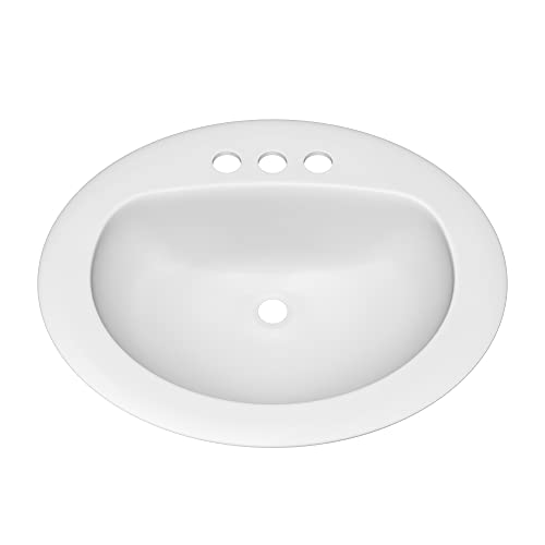 Proflo Pf20174Wh Proflo Pf20174 Rockaway 20-1/2" Oval Vitreous China Drop In Bathroom Sink With Overflow And 3 Faucet Holes At 4" Centers #TOP16