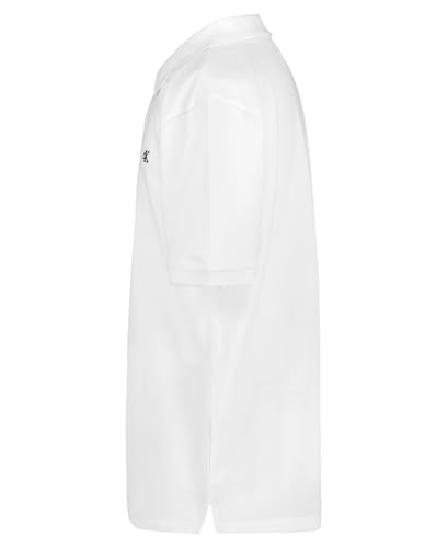 Calvin Klein Boys' Short Sleeve Micro Pique Solid Polo, Button Closure, Soft & Comfortable, White, 14-16