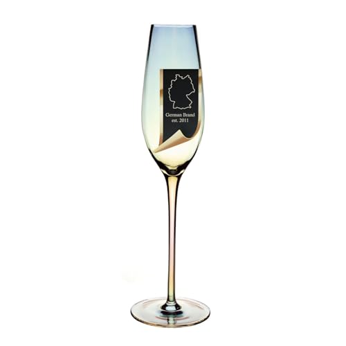 Intirilife Verre à Champagne avec Reflets Arc-en-ciel et Forme Ondulée - 200 ml de Capacité - Verre à Prosecco et Mousseux Résistant aux Chocs et Lavable au Lave-vaisselle en Cristal