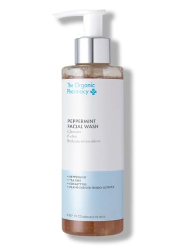 The Organic Pharmacy, Peppermint Facial Wash, With Peppermint, Tea Tree, Eucalyptus, & Lavender To Cleanse & Balance, Suitable For Oily, Combination, acne-prone or Blemished Skin 100ml