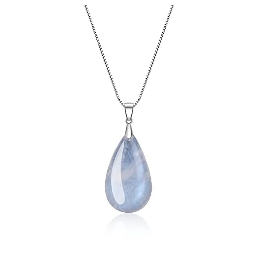 COAI 925 Sterling Silver Teardrop Birthstone Moonstone Crystal Necklace
