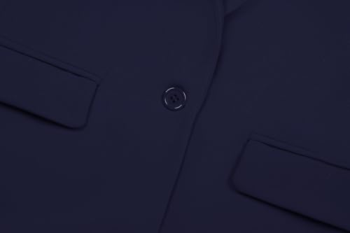 Women's Casual Work Office Blazer Jacket Notched Lapel Long Sleeve One Button Suit Jacket with Pockets Outerwear(Navy Blue 2XL) 5
