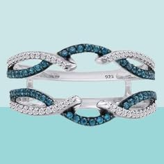 ANGEL SALES 2.20 Ctw Round Cut Diamond & Topaz Enhancer Wrap Guard Engagement Ring For Women's 14K White Gold Finish 925 Sterling Silver