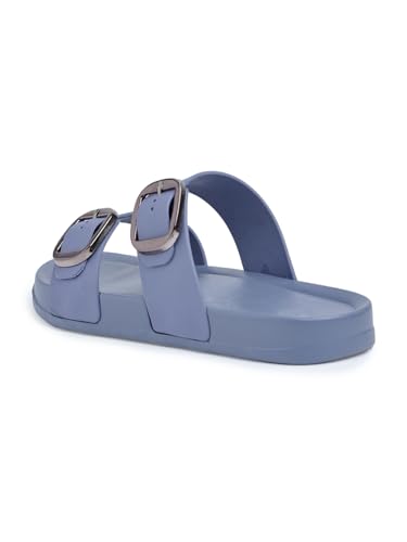 Image of Creattoes Women & Girls Comfort Slide Sandals | Triple Buckle Slip-On Flats | Soft Cushioned Anti-Skid Sole for Casual Wear | CR82