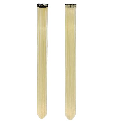 Image of Reusable Coloured Hair Streaks Extensions For Women Hair Coloured Hair Extension For Girls Set of 2 Pcs (Blonde)
