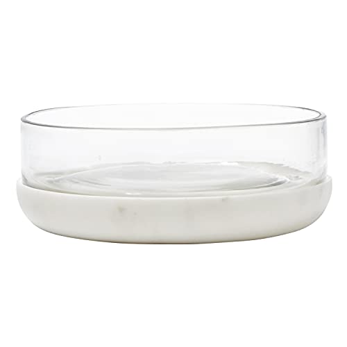 Santa Barbara Design Studio Table Sugar Marble And Glass Bowl, Large, White #TOP9