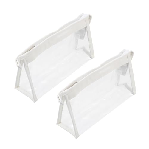 Operitacx 2 Piezas Caja de lápices Transparente Bolsa de Afeitar Transparente Bolsa de papelería Estuche Escolar baul Almacenamiento Tote contenedor de lápiz cartuchera de polivinilo