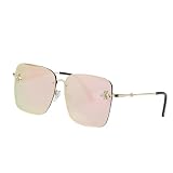 FCCBDFC Occhiali da Sole Quadrati alla Moda Oversize retrò Donna con Montatura in Metallo Zonnebril Dames-Rosa-Occhiali