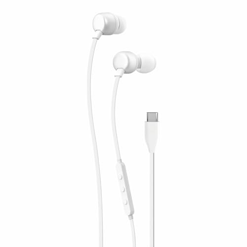 Image of Type C Wired Earphones for JBL Tun 310 C | High Fidelity Sound, Deep Bass, HD Calling Mic, Comfortable Fit, Strong Cable Compatible with All Type C Devices (White)