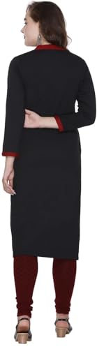 Image of Rosary Women's Winter Woolen Kurti Embroidered Straight Fit Ethnic Wear with 2 Side Pockets