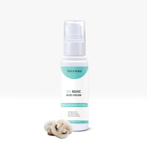 Invensa 2% Kojic Acid Face Cream | Non-Greasy For Pigmentation, Blemishes, White Skin Brightening, Uneven Skin Tone, Sun Damage, Anti-Aging, Dark Spots Treatment for Men & Women – 30 Gm