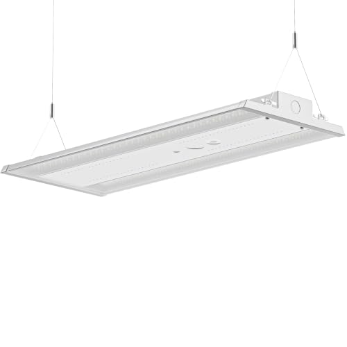 G GJIA 1.5FT Linear High Bay LED Shop Lights, 130W, 19500LM, 5000K Super Bright, 0-10V Dimmablet LED Linear High Bay Light for Warehouse Workshop Garage Barn, AC120-277V UL Listed, 5 Years Coverge